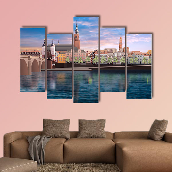 Abstract sunrise background with panorama of Heidelberg wall art