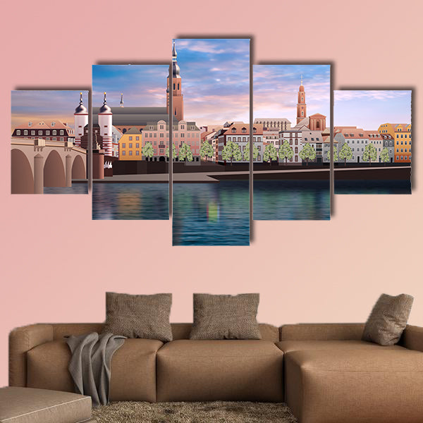 Abstract sunrise background with panorama of Heidelberg wall art