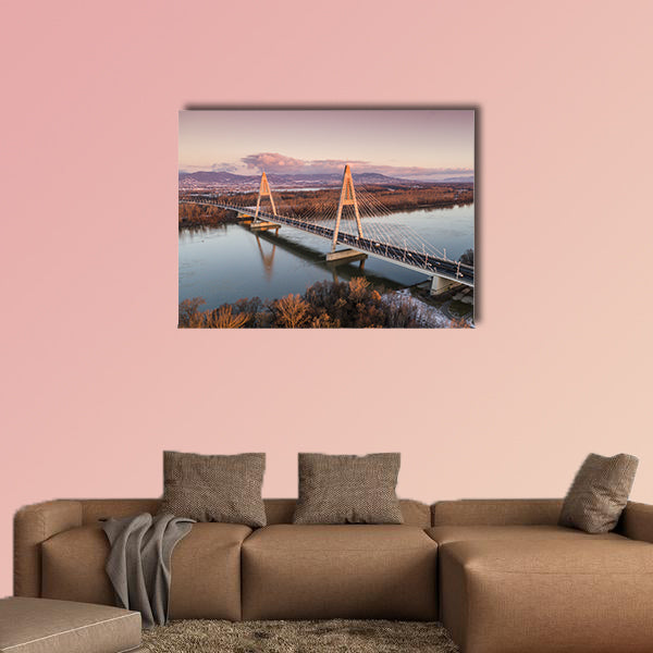 Aerial photo of the Megyeri-bridge over the Danube River wall art