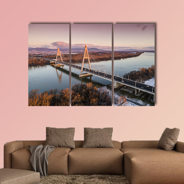 Aerial photo of the Megyeri-bridge over the Danube River wall art
