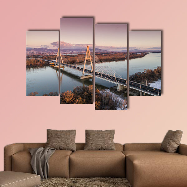 Aerial photo of the Megyeri-bridge over the Danube River wall art