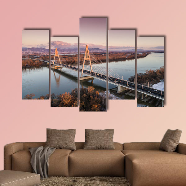 Aerial photo of the Megyeri-bridge over the Danube River wall art