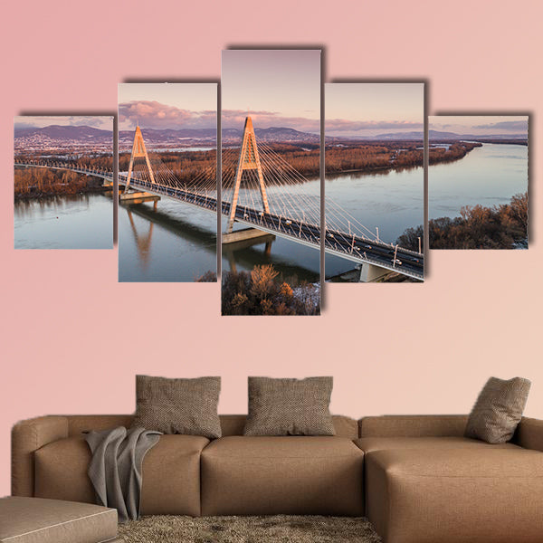 Aerial photo of the Megyeri-bridge over the Danube River wall art