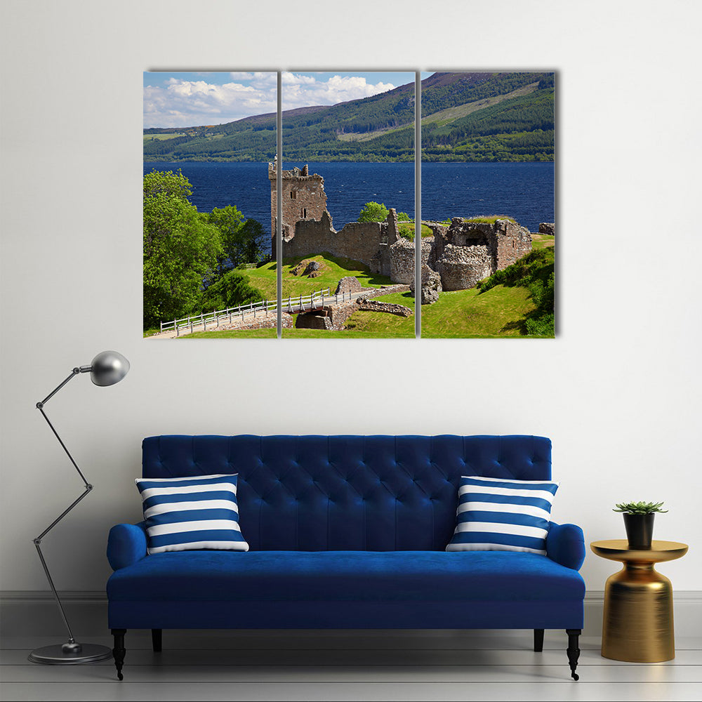 Ruins of Urquhart Castle near Loch Ness Multi Panel Canvas Wall Art