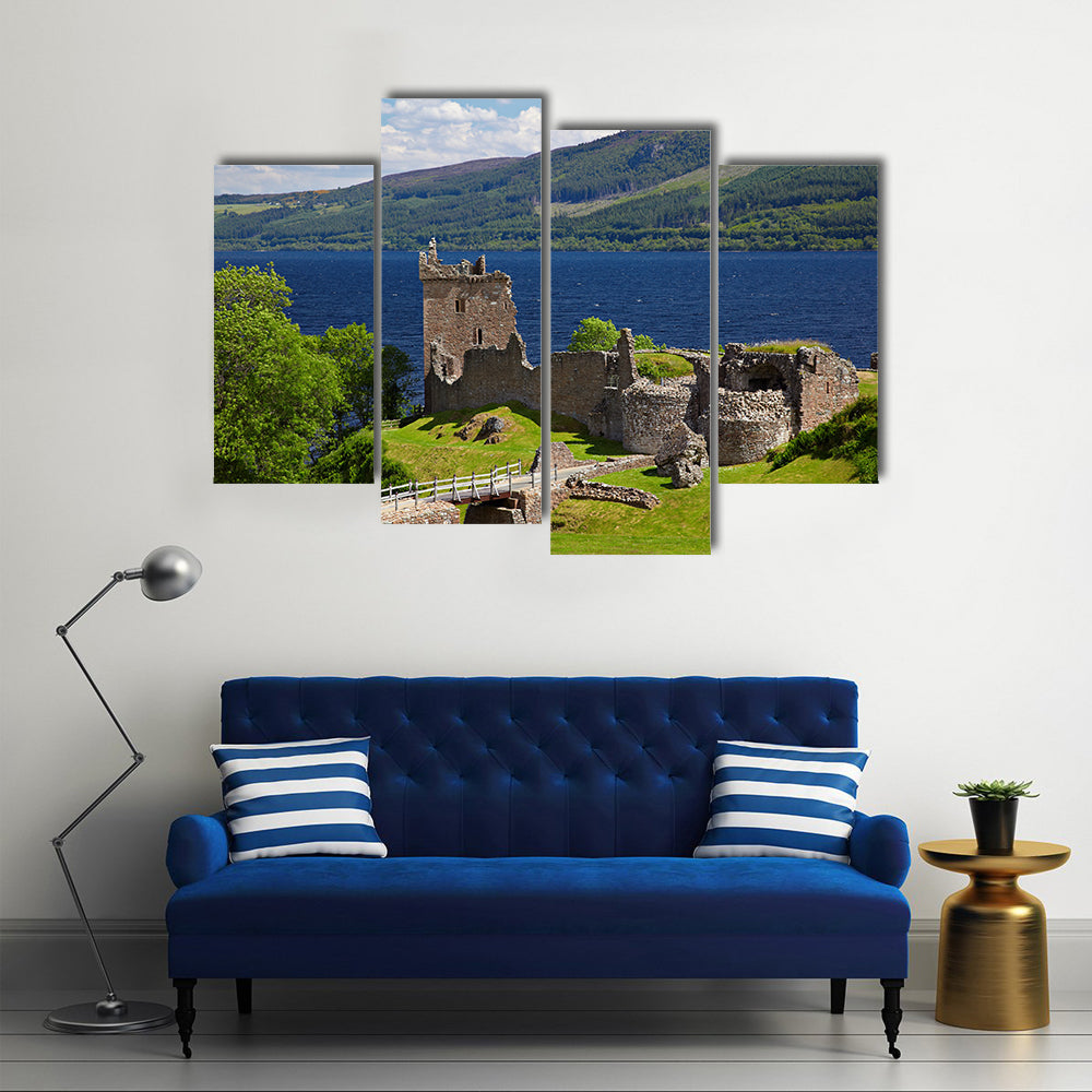 Ruins of Urquhart Castle near Loch Ness Multi Panel Canvas Wall Art