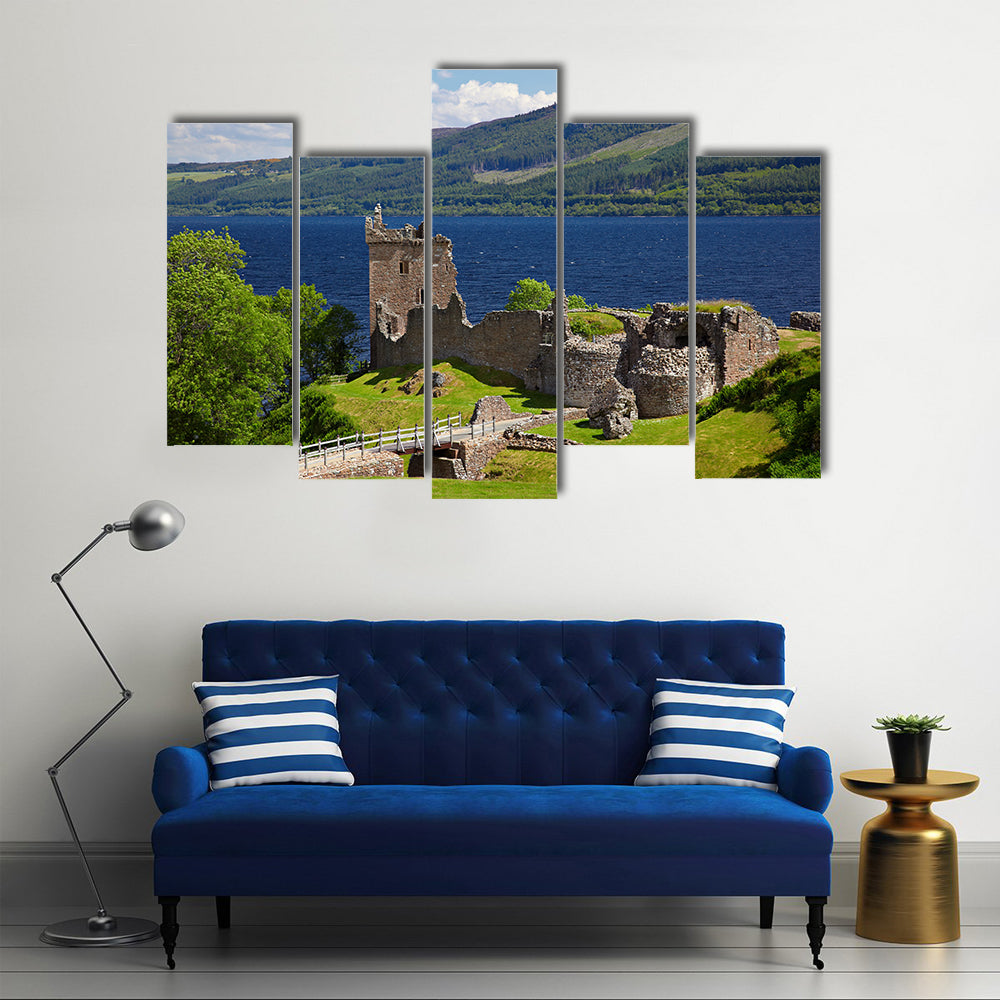 Ruins of Urquhart Castle near Loch Ness Multi Panel Canvas Wall Art