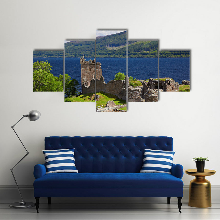 Ruins of Urquhart Castle near Loch Ness Multi Panel Canvas Wall Art