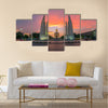 The Democracy Monument at sunset, A historical of constitution monument in Bangkok, Thailand Multi panel canvas wall art