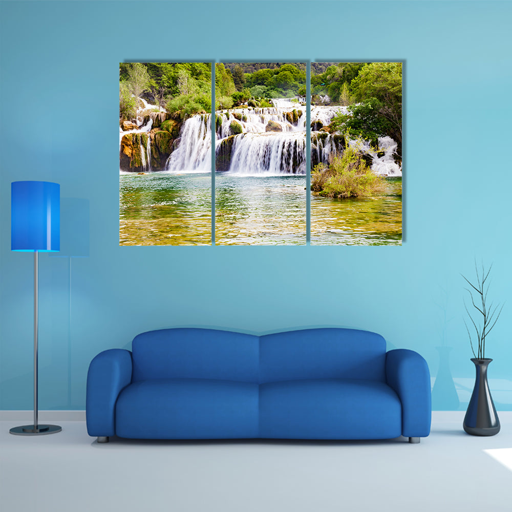 Krka Waterfall In The Croatian National Park Multi Panel Canvas Wall Art