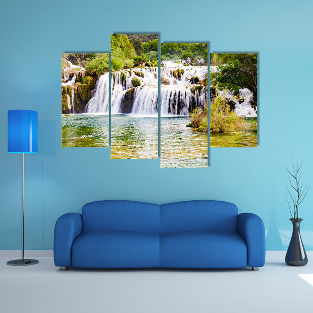Krka Waterfall In The Croatian National Park Multi Panel Canvas Wall Art