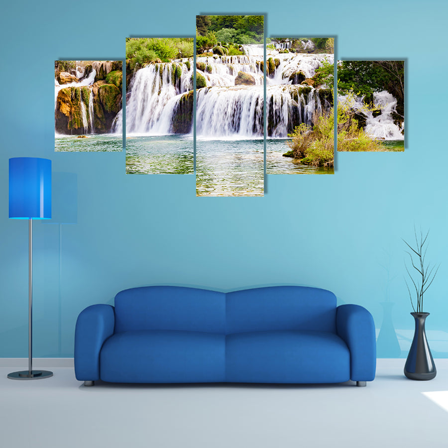Krka Waterfall In The Croatian National Park Multi Panel Canvas Wall Art