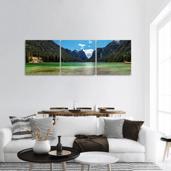 Mountain lake panorama landscape Dolomites Italy Panoramic canvas Wall Art