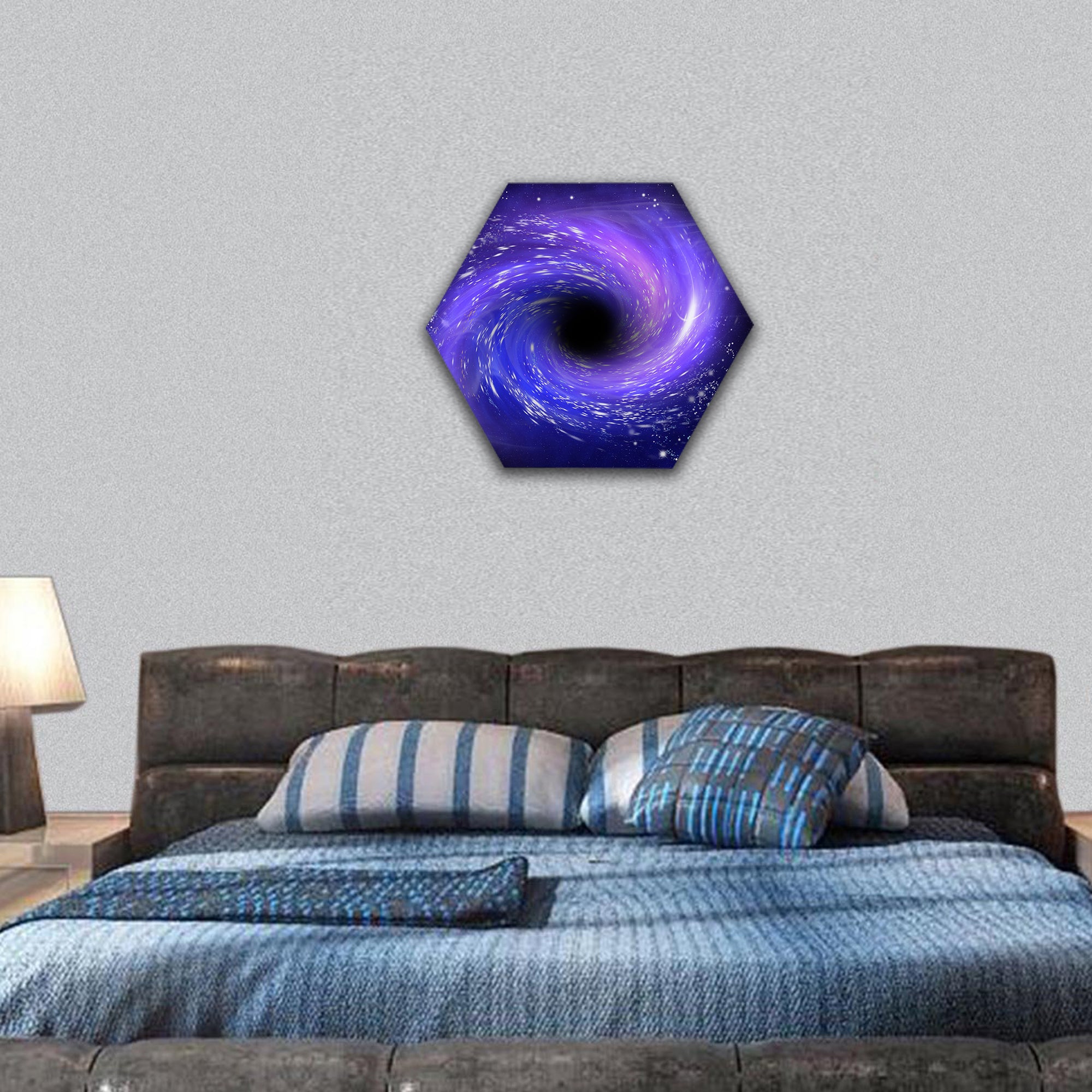 black hole hexagonal canvas wall art