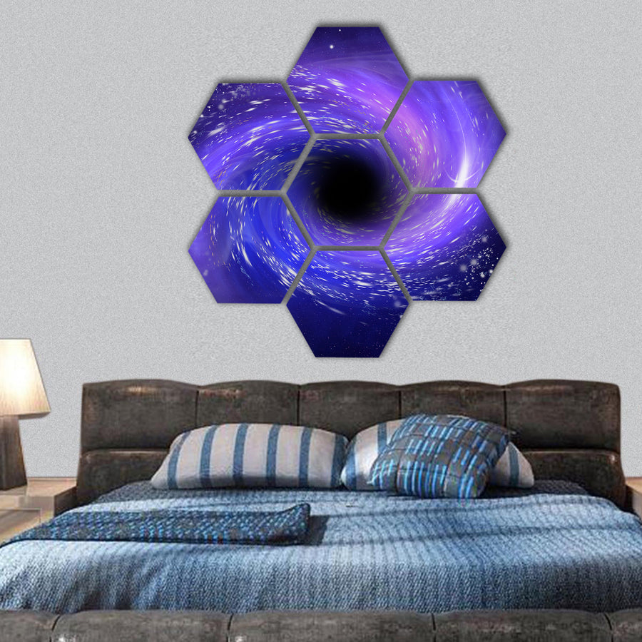 black hole hexagonal canvas wall art