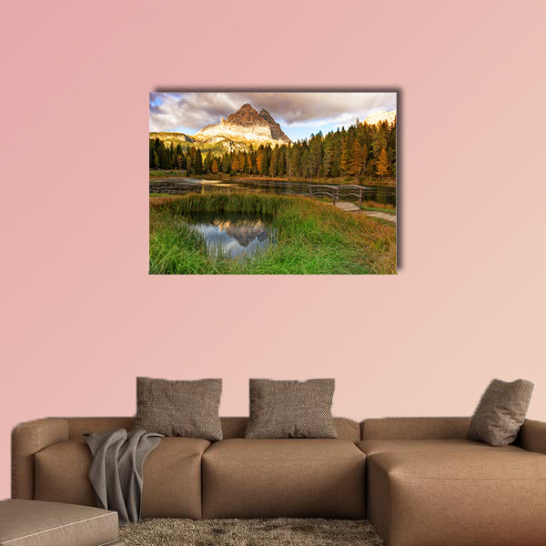 Lake Mountain landscape with Alps peak reflection, Lago Antorno wall art
