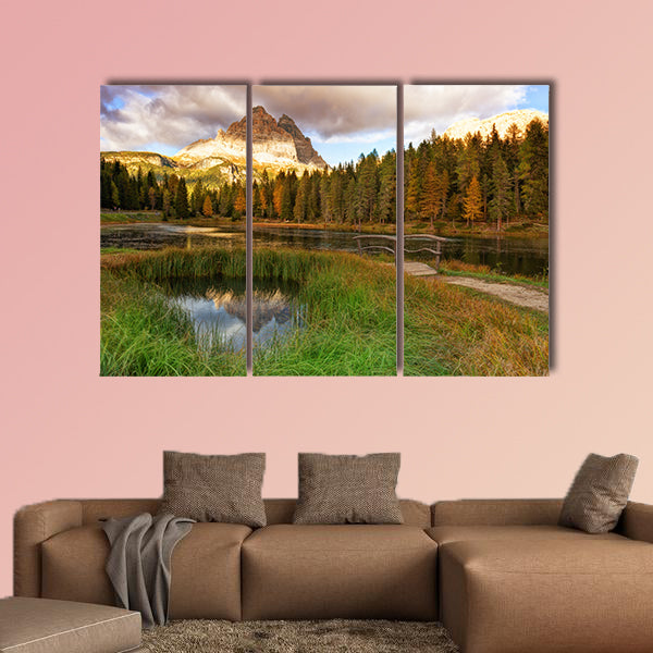 Lake Mountain landscape with Alps peak reflection, Lago Antorno wall art