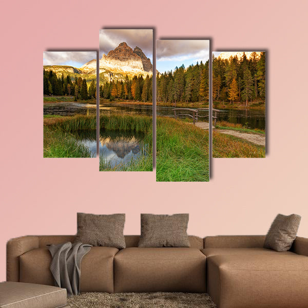 Lake Mountain landscape with Alps peak reflection, Lago Antorno wall art