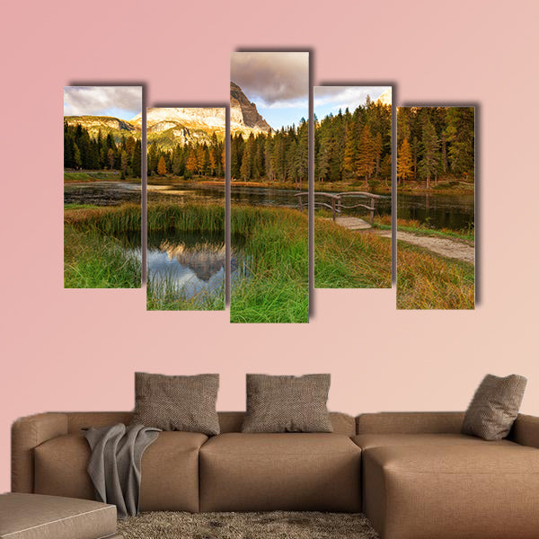 Lake Mountain landscape with Alps peak reflection, Lago Antorno wall art