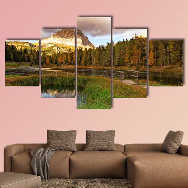 Lake Mountain landscape with Alps peak reflection, Lago Antorno wall art