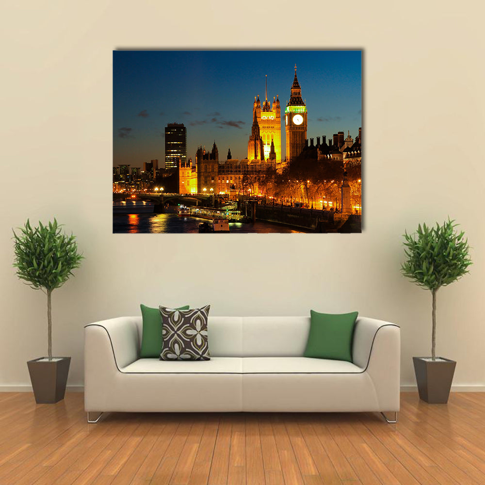 Big Ben clock Tower in London at night Multi panel canvas wall art