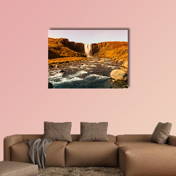 Beautiful view to the waterfall in Iceland multi panel canvas wall art