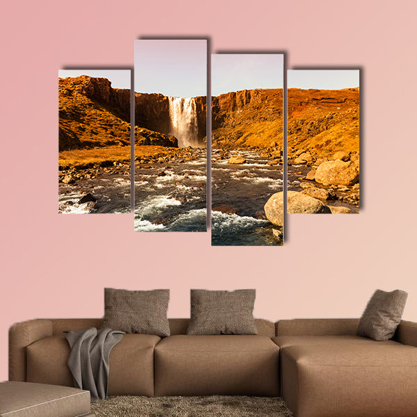 Beautiful view to the waterfall in Iceland multi panel canvas wall art
