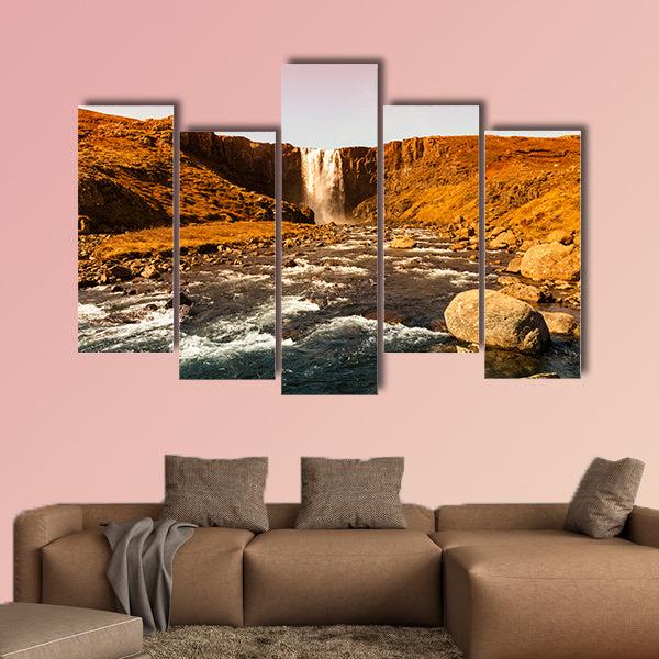 Beautiful view to the waterfall in Iceland multi panel canvas wall art