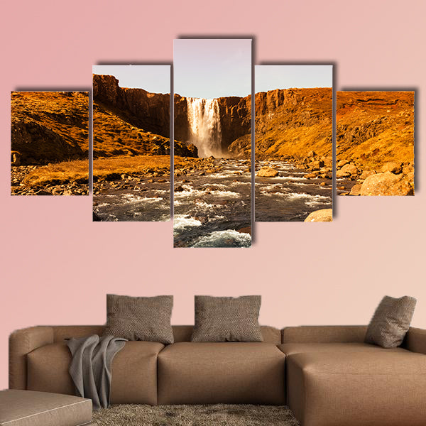 Beautiful view to the waterfall in Iceland multi panel canvas wall art