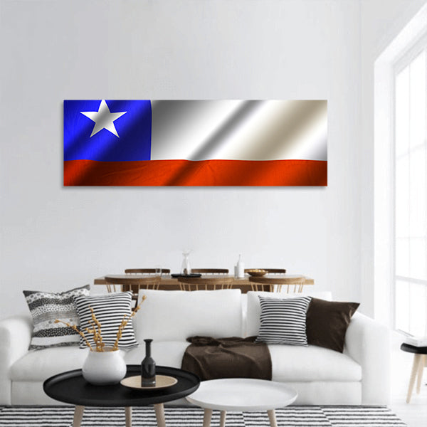 Authentic colorful flag of Chile panoramic canvas wall art