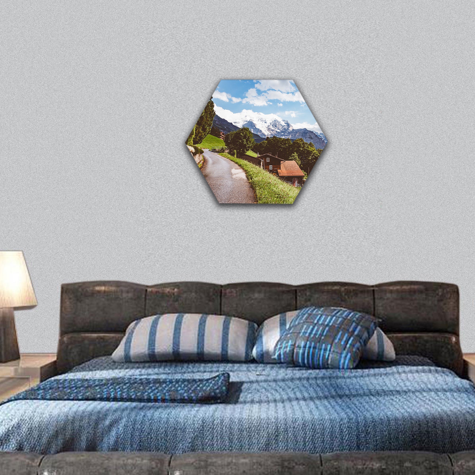 Swiss alps, Lauterbrunnen valley, Bernese Oberland, hexagonal canvas wall art