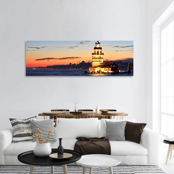Maiden Tower Blue Mosque, Hagia Sophia ,Topkapi Palace panoramic canvas wall art