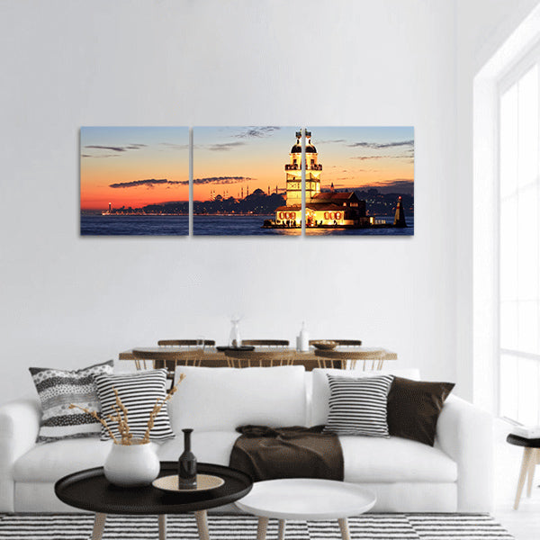 Maiden Tower Blue Mosque, Hagia Sophia ,Topkapi Palace panoramic canvas wall art