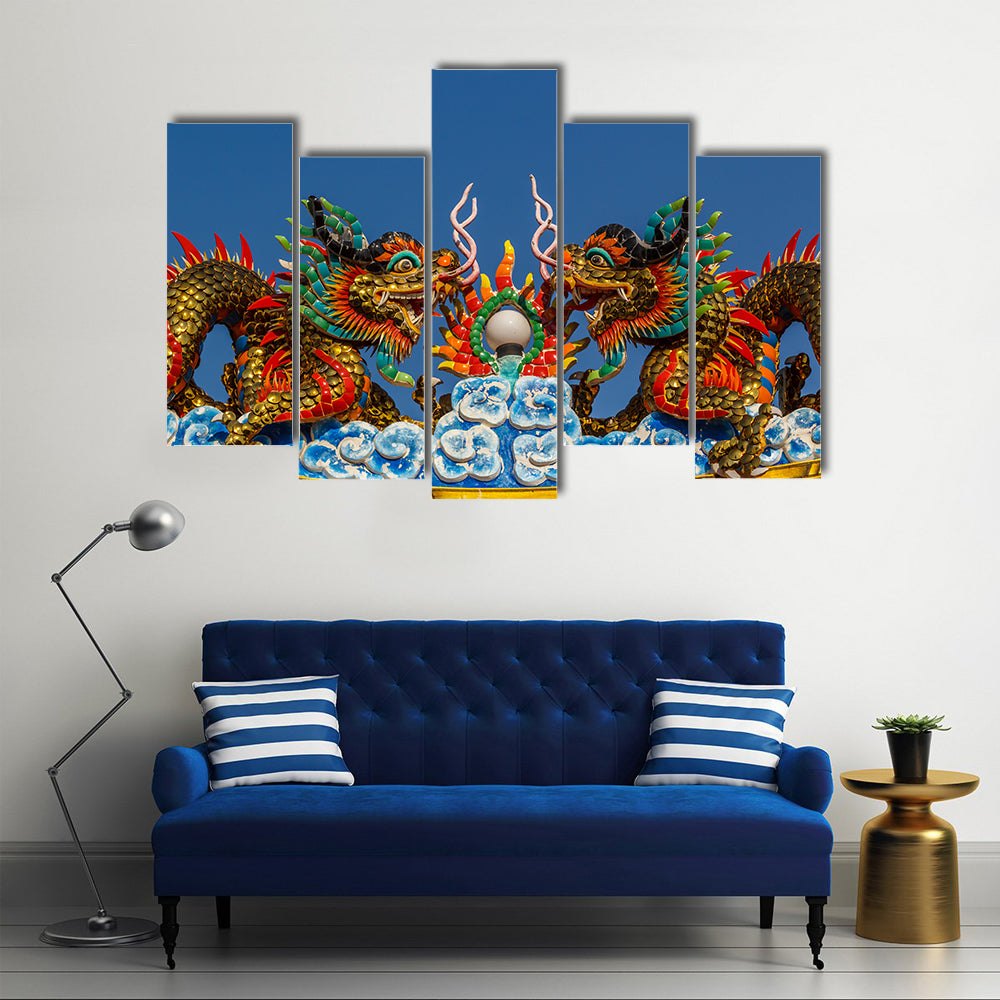 Dragon Is In The Shrine's Beliefs Religious, Thailand Multi Panel Canvas Wall Art