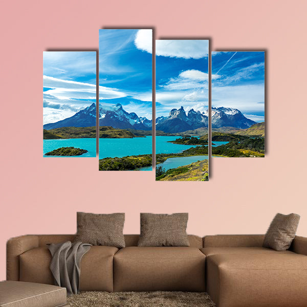 Pehoe Lake and Guernos mountains beautiful landscape, Chile wall art