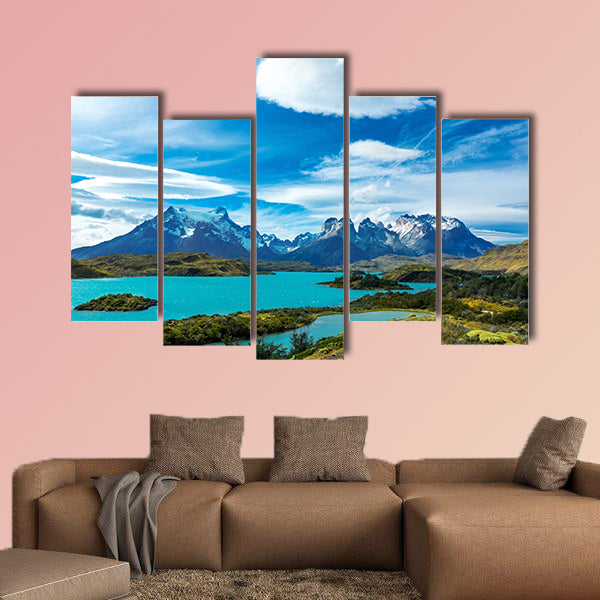 Pehoe Lake and Guernos mountains beautiful landscape, Chile wall art