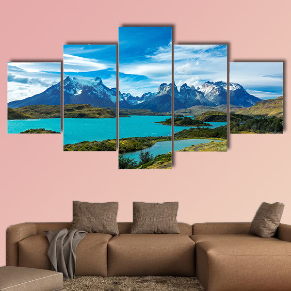 Pehoe Lake and Guernos mountains beautiful landscape, Chile wall art