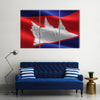 Cambodia flag waving Multi panel canvas wall art