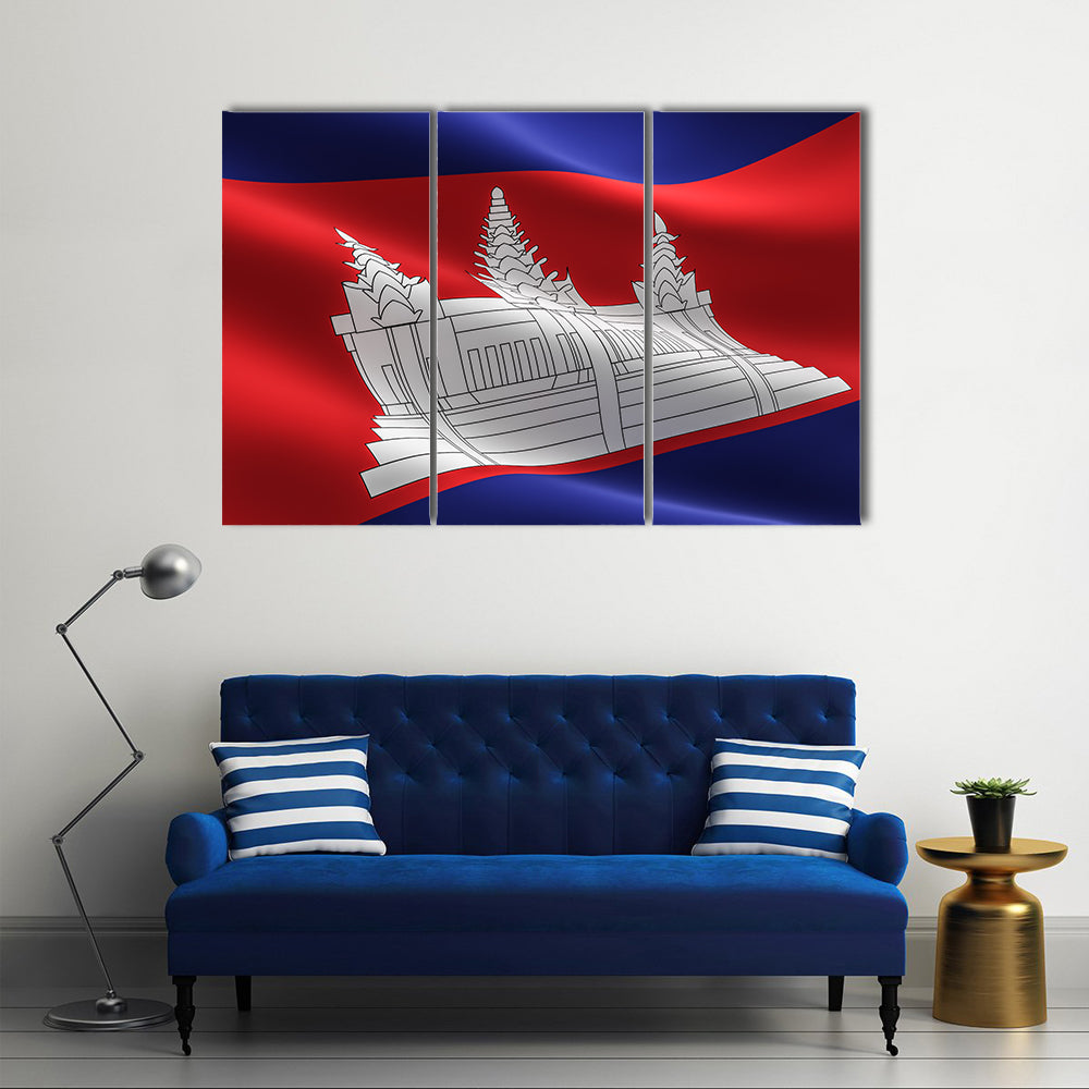 Cambodia flag waving Multi panel canvas wall art