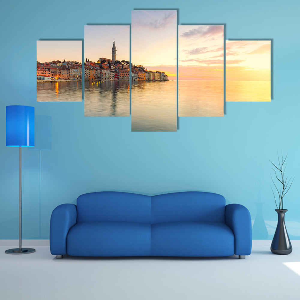 Beautiful Sunset At RovinjIn Adriatic Sea Coast Of Croatia Multi Panel Canvas Wall Art