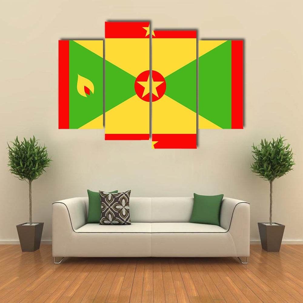 Grenada Flag Vector Icon – Illustration Multi panel canvas wall art