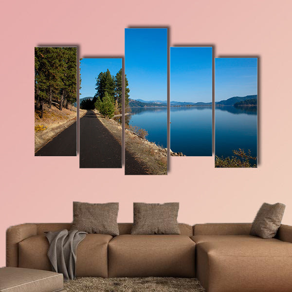 A recreational trail leads its users past dynamic scenery Multi panel canvas wall art.