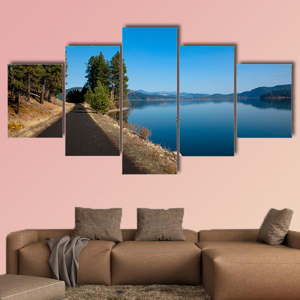 A recreational trail leads its users past dynamic scenery Multi panel canvas wall art.