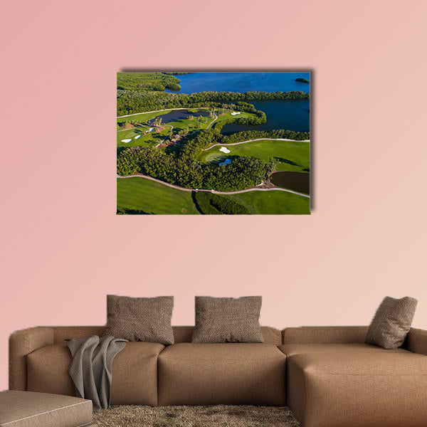Aerial golf course landscape image multi panel canvas wall art