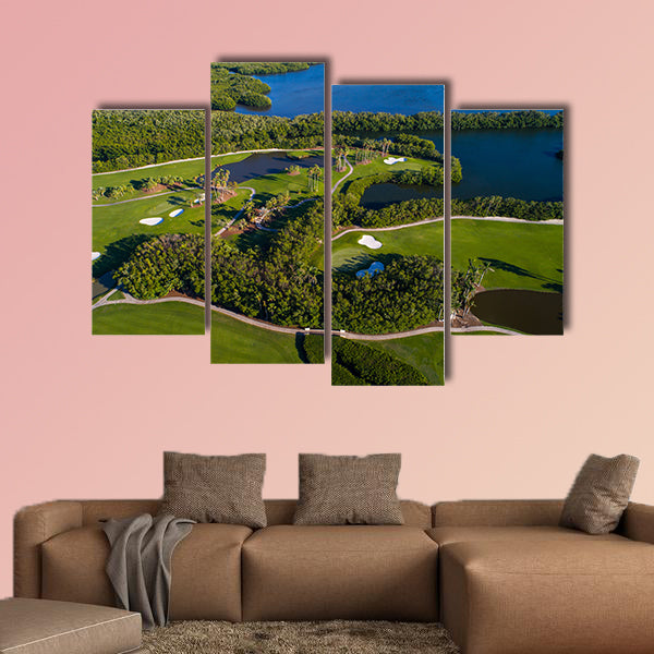 Aerial golf course landscape image multi panel canvas wall art