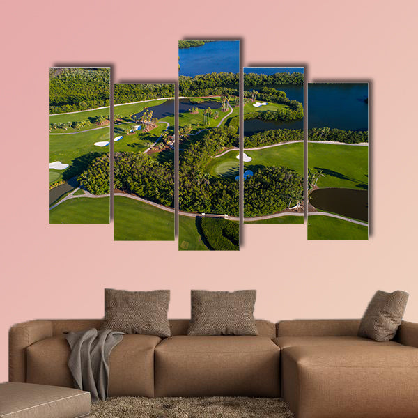Aerial golf course landscape image multi panel canvas wall art