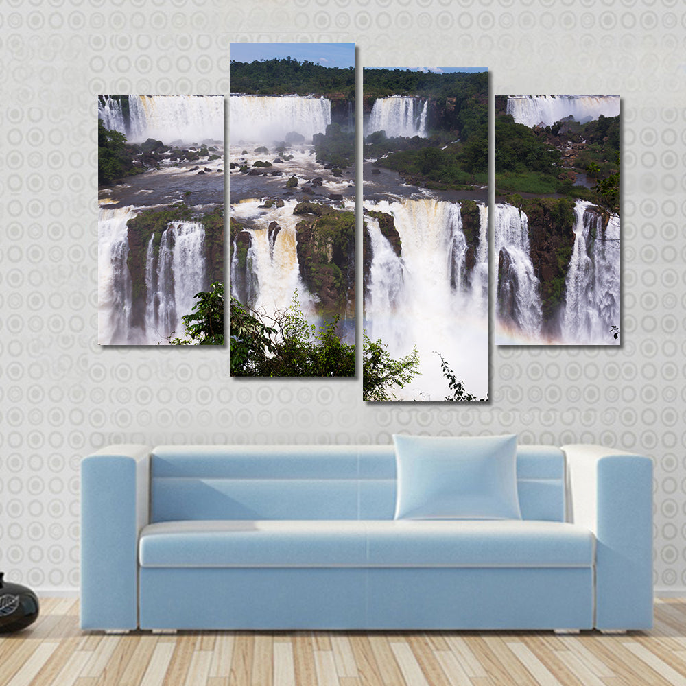 Scene Of Glaciers Flowing From High Mountains Multi Panel Canvas Wall Art