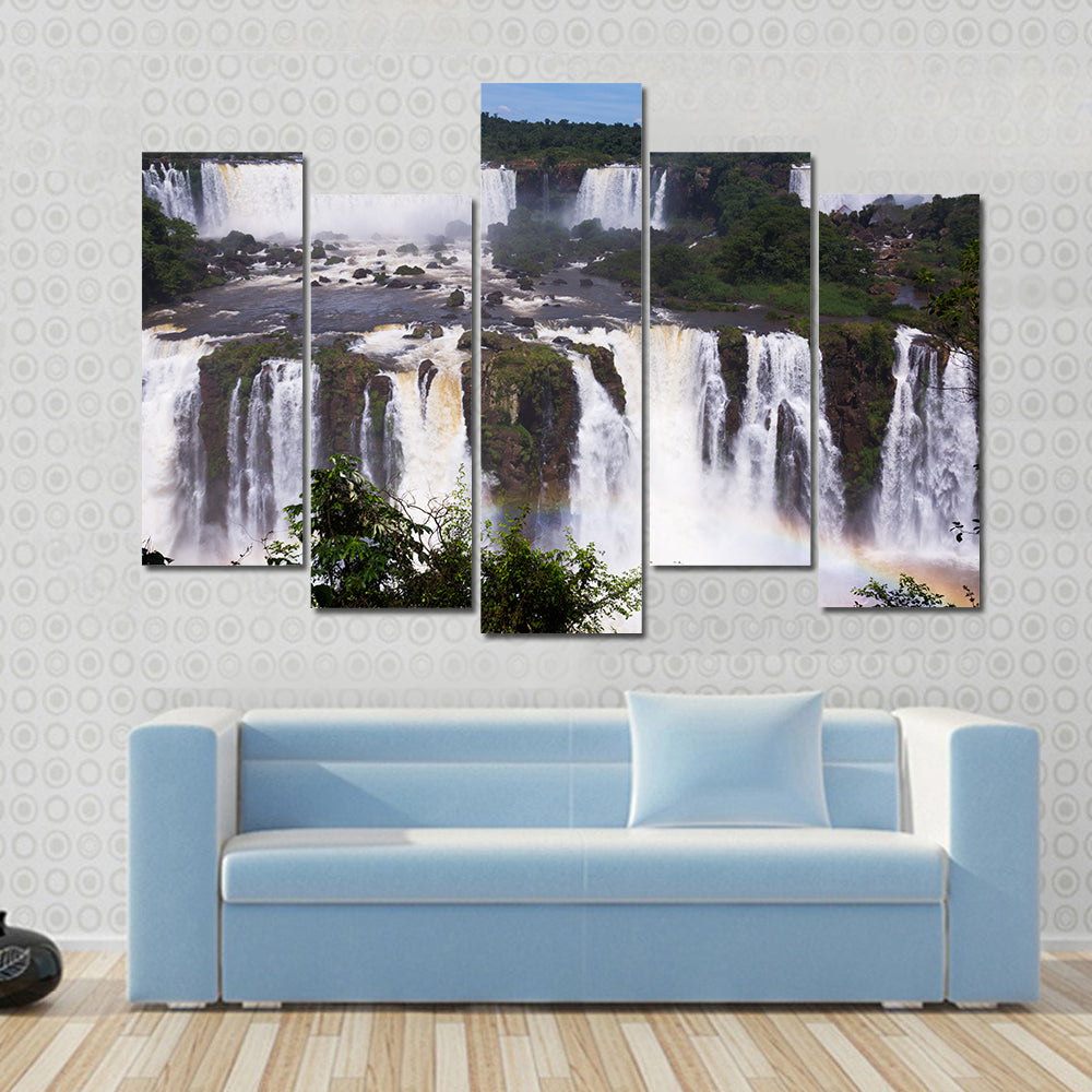 Scene Of Glaciers Flowing From High Mountains Multi Panel Canvas Wall Art