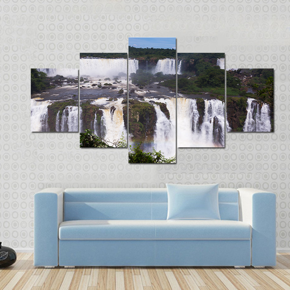 Scene Of Glaciers Flowing From High Mountains Multi Panel Canvas Wall Art