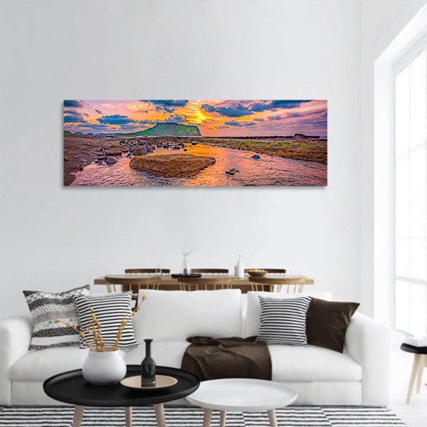 Sunrise at Seongsan Ilchulbong Jeju island, South Korea Panoramic canvas Wall Art