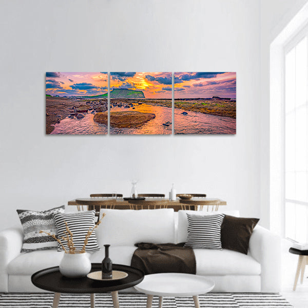 Sunrise at Seongsan Ilchulbong Jeju island, South Korea Panoramic canvas Wall Art